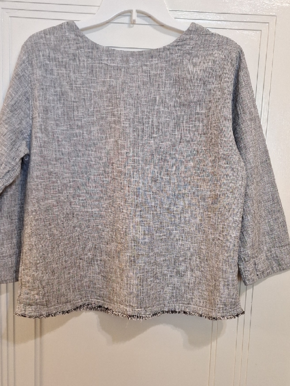cut loose Heather Gray Textured Linen-Blend Top - Picture 4 of 4